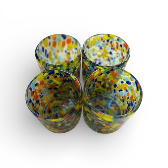 Colorful Watercolor Glass Wine Bottle Tumblers (4) - Picture 2 of 2